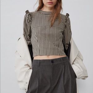 NWT Zara Gingham Check Top Size XS